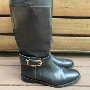 Burberry knee-high black leather boots - size 8.5